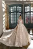 Naviblue casamento Modest Vestidos Jewel Neck Lace Applique Sequins País Vestidos de novia A linha Vintage manga comprida vestido de casamento