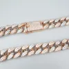 20 mm de ancho 18 K oro blanco rosa plateado CZ collar de cadena cubana pulsera para hombres joyería punky bonito regalo
