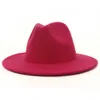 2020 neue Rosa und Limette Patchwork Wollfilz Fedora Hüte Frauen Große Krempe Panama Trilby Jazz Cap Derby Hut Sombrero mujer283W