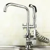 Chrome Kitchen Faucet двойной опрыскиватель поворотный носик пружина вытащить микшер спрей