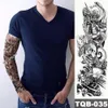 Grote Arm Mouw Tattoo Maori Power Toteem Waterdichte Tijdelijke Tattoo Sticker Warrior Samurai Angel Skull Men Full Black Tatoo T200730