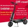 Off-Road Elektrikli Scooter 60 V 5200 W Ile Çift Sürücü Yetişkin Hızlı Katlanır 11 Inç Yol Lastik Şehir Bisikleti