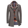 Men's Wool & Blends Winter Long Jacket 2022 Mens Casual Scarf Thick Fashion Slim Fit Windproof Coat Male SA952