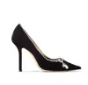 Qualité haut de gamme en 2020 Escarpins à bout pointu en velours noir avec détail de collier en cristal mélangé Chaussures habillées Taille 35 à 40