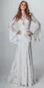 Crochet vestidos de casamento do laço do vintage com manga comprida 2021 V-neck Mermaid Hippie Western Country Cowgirl Bohemian Noiva Vestidos AL6709