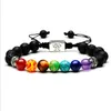 Yoga Handmade 7 Chakra árvore de vida Braceletes Lava Pedras Beads Corda Preto pedra vulcânica Pulseira GD413