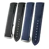 20mm 21mm 22mm gummi silikonklockband för Omega Sea Master 300 IWC Hamilton Black Blue Strap Watch Armband Folding CLASP Fre203k