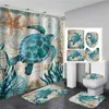 Bathroom Shower Curtain Set 4 Pcs Waterproof Printing Ground Mat Cover 180X180CM Toilet Seat Covers Home Decor298r
