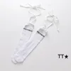 Autumn Summer Children Bandage Socks Girls Middle Leg Socks Fashion Kids Letter Lace-Up Stocking Candy Color Parent-child Socks S308