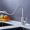 304 Rvs Keukenkraan Tap 360 ° Rotatie Sink Single Handle Two-Speed ​​Switch Heet en koud douche met slang