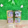 4pcs Clear Cardboard Cube Box Plastic Balloon Gift Box Baby Shower Paper Bag Party Favor Candy Dragee Cake Wedding Packaging7709445