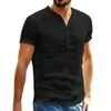 Män Kläder 2020 Mens Baggy Bomull Linen Solid Färg Kortärmad Retro T-shirts Toppar Blus V Neck T-shirt S-XXL