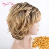 Ancien pre sträckta blonda peruker micro curl syntetisk flätning peruk afro kinky curly blond curl wig flätad ombre väver naturlig svart