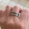 ROSE GOLD Męskie pierścień damski Tungsten Zespół ślubny z włókna węglowego Meteoryte Inlay Engagement Nowa Biżuteria Komfort Fit CX200609