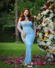2020 Arabisch ASO EBI Blue Luxe Luxe Sexy Avondjurken Beaded Crystals Prom Dresses Sheer Neck Formele Party Second Reception Gonws ZJ0432