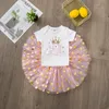 Auf halbem Weg zu einem Geburtstags-Party-Kleid Tutu-Kuchen Outfits infant Baby Mädchen Rosa Niedlich Set Sommer Kurzarm Kleidung Anzug 0-12m1