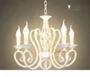 Ferro forjado Modern Pingente Chandeliers Vintage Chandelier Candle Candle Lighting Lightings Luminárias Black White Home Iluminação