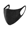 Femmes Réutilisable Full Rinestone Masque Protection Lavable Bouche Nez Bouclier Respirant Couvre 3D Masques noir