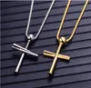 Baseball Bat Cross Pendant Halsband Guld Silver Svart Färg Rostfritt Stål Baseball Cross Pendant Halsband för Kvinnor Män Hiphop Link