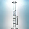 Clear Straight Tube Hookahs Glass Bong Triple combs Percolator Oil Dab Rigs Birdcage Perc 18mm Joint Water Pipes With Bowl