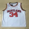 كرة السلة الكلية ترتدي NCAA College Maryland Basketball Jersey 34 Len Bias White Red Yellow All All 100 ٪ Titched and Embroidery Men Jerseys