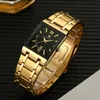 Wwoor relógios masculinos marca superior de luxo ouro quadrado relógio de pulso masculino negócios quartzo pulseira aço à prova dwaterproof água relojes hombre 2020 c280j