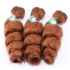 Colored blonde Bouncy deep Loose wave hair weft sew in hair extensions brown ombre 3pcs for Synthetic Dhgate whoelsale hair wefts FOR WOMEN