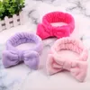 10Colors Women Coral Fleece Bow Hair Band Solid Color Wash Face Makeup Soft pannband Fashion Girls Turban Head Wraps Hair Accesso4965236