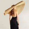 Nieuwe Zomer Oversize Strandhoeden Voor Vrouwen 25 cm Bravel Groot Stro Hat Zon Bescherming Fashion Party Travel Hat Dropshipping Y200716