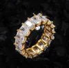 HIP HIP SIGLE ROW ICED OUT 360 ETERNITY GOLD BLING RINGS Micro Pave cubic Zirconia 14K Gold Plated Hop Ring مع صندوق الهدايا 261K