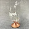 Gold Base Glass Bong Hookahs Heady Oil Burner DAP Rig 8.6INCH RRCCLYER BIBLER 14MM JOINT