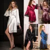 Ny sexig underkläder Robe Women's Silk Satin Robe Bride Dress Wedding Kimono Bathrobe Sleepwear Nightwear Dress260s