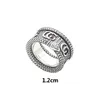 2020 Nova largura de alta qualidade de 12 mm marca de moda vintage Men Men Ring Graving Couples Ring Jewelry Gift9456234