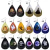 New Halloween Earrings Skull Sequins Water Drop shaped Double-layer PU Leather Earrings Pumpkin Ghost Earrings for Women Jewelry M2464