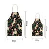 Female Sleeveless Cartoon Apron Cotton And Hemp Pinafore Floral Prints Cooking Aprons For Home Kitchen Popular Creative