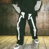 Männer Jeans Männer Skeleton Übergroße Schwarze Hosen 2021 Denim Herren Streetwear Hip Hop Harem Hohe Wasit Overalls SA-8