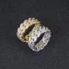 8mm Iced Out Hip Hop Ring Mannen Vrouwen Goud Zilver Zirkoon Ring Ringen Cubaanse Ketting Vorm Ring 6-11 Size