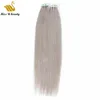 Silver Grey Color Hair Cuticle Aligned Human Hair Full End Extensions Tape in PU Hair Skin Weft 12-26inch 40pcs a pack