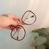 New Fashion Ornamental Optical Glasses Big Round Rim Wrap Slim Full Metal Frame With Clear Lenses Wholesale