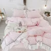 Lusso principessa di stile 100% cotone Bedding Set increspature Copripiumino Black Dot lenzuolo / lenzuola Federe Per Ragazze letto Set Consolatore Du bDKi #