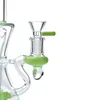7 Inch Unique Klein Bong Heady Glass Water Pipes Recycler Bongs Showerhead Perc Oil Dab Rigs Green Purple Colors 14mm Joint