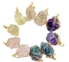 Pretty Nature Stone Hangers Amethist Rose Quartz Wit Crystal Citroen Crystal Fluorite Charms Stone voor Ketting GD475