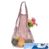 Portable Reusable Drawstring Shopping Grocery Cotton Storage Bag Hand Tote Net Mesh Net Woven String Ecology Market Handbag3115424