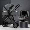 Bebek Bebek Türbesi 3, 1 High Landview Pushchair Yatmak Işık Katlanabilir Basset Cradel1 Yumuşak Üst düzey Tasarımcı Q240429