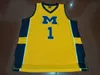 Donna-Uomo della gioventù rari # 1 Jamal Crawford Michigan Wolverines College Basketball Jersey Size S-6XL o su misura qualsiasi nome o numero di maglia