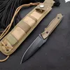 Fjäril 140bk överlevnad taktisk rak kniv 154cm svart blad Full Tang Aluminium legering handtag med nylon mantel