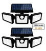 Solar Security Lights 3 Head Motion Sensor Lights Adjustable 70LED Flood Lights Outdoor Spotlights 360° Rotatable IP65 Waterproof for Porch