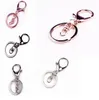 100pcs set 30mm 12designs Key Chains Key Rings Round golden silver color Lobster Clasp Keychain T200804