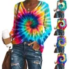 V воротник с длинными рукавами Печать Tie Dye Paisley Женские рубашки осень и зима Crop Top Ladies Sweatsuits Одежда Мода HHA1480