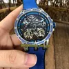 High Quality EXCALIBUR SPIDER Skeleton Dial Automatic Mechanical RDDBEX0407 Mens Watch Iced Out Rose Gold Diamond Case Rubber Spor7674860